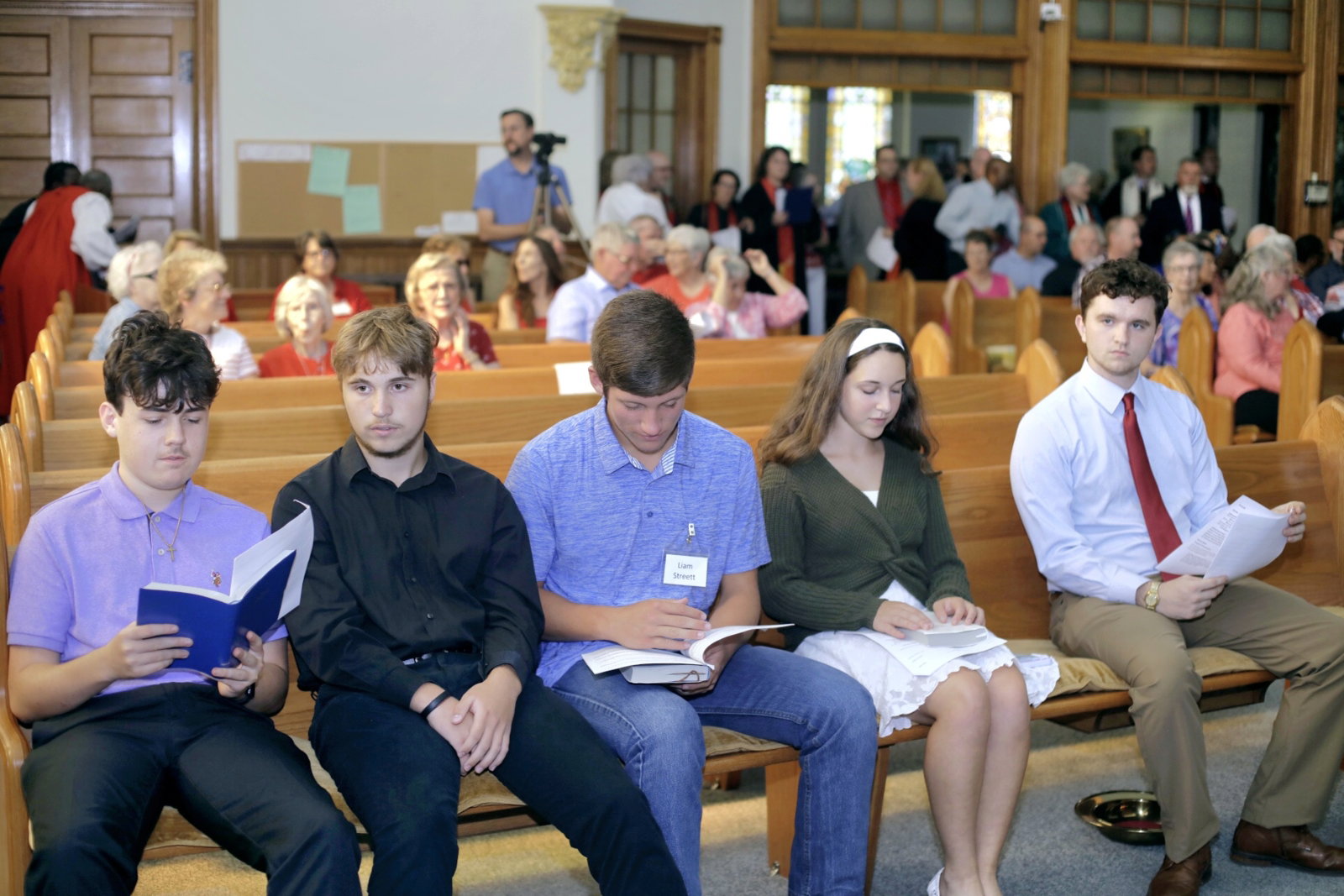 Worshippers gathered in the sanctuary