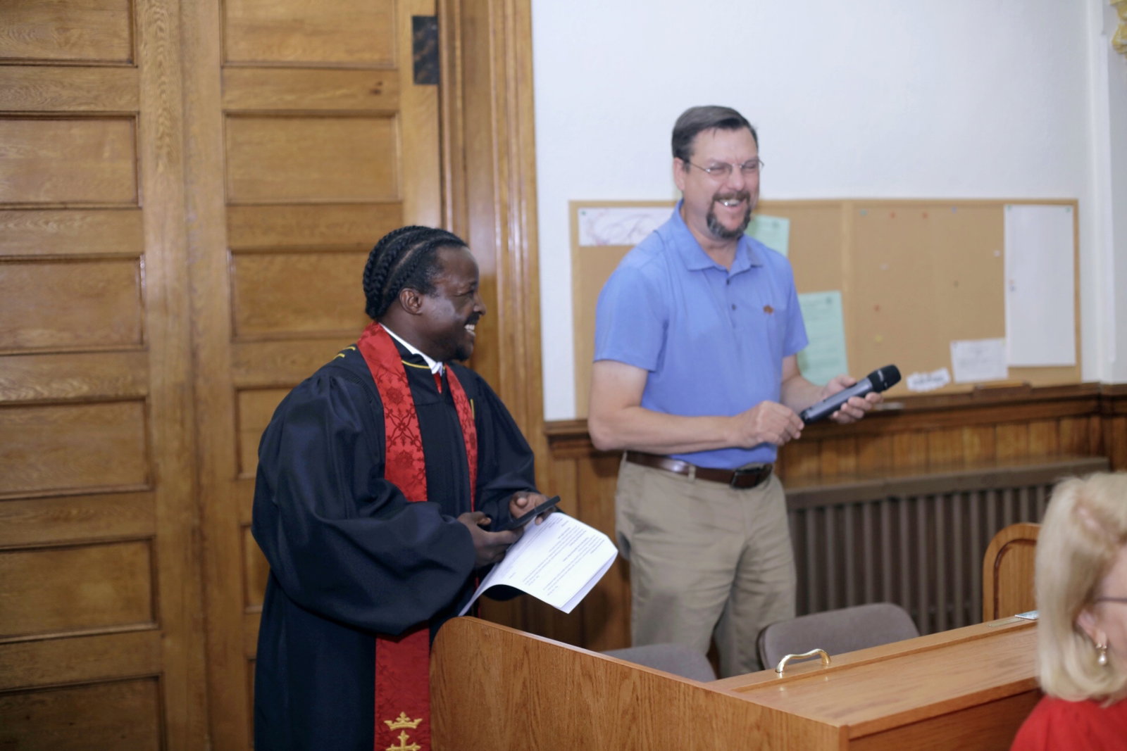 Families and friends gathered for a church celebration